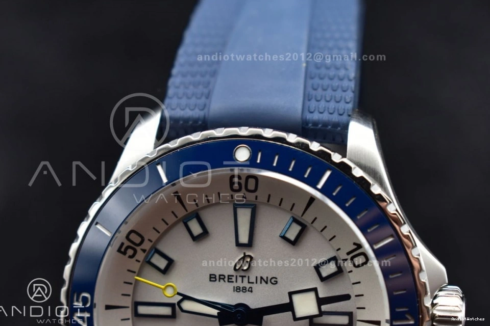 Cozy White Rubber on 1:1 Best BLSF Automatic SuperOcean 42 Dial A Blue Strap 1162 SS Edition 0517